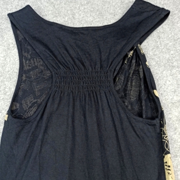 Desigual Dress Size L Cotton Jersey Black/Gold/Beige Asymmetric Sleeveless - Picture 10 of 10